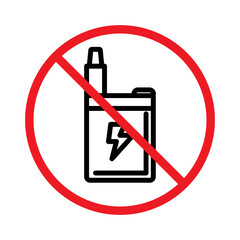 No Electronic Vaping icon linear logo mark in black and white