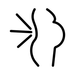 Pregnant woman backache icon linear logo mark in black and white