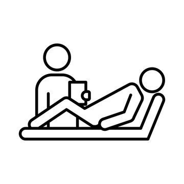 recommend clip art: psychologist and patient icon linear logo mark in black and white