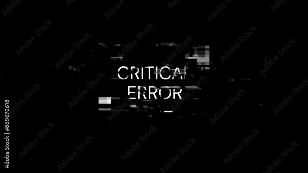 Aufkleber critical error text with screen effects of technological failures. spectacular screen glitch with va