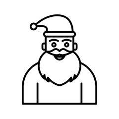 Santa Claus icon linear logo mark in black and white