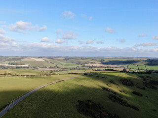 Obraz premium An aerial picture of rolling countryside in Dorset near Sherborne
