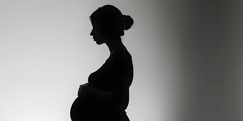 Depicting Pregnancy Depression Through the Black Silhouette of a Sad Pregnant Woman. Concept Maternal Mental Health, Silhouette Photography, Emotional Expressions, Pregnancy Portraits