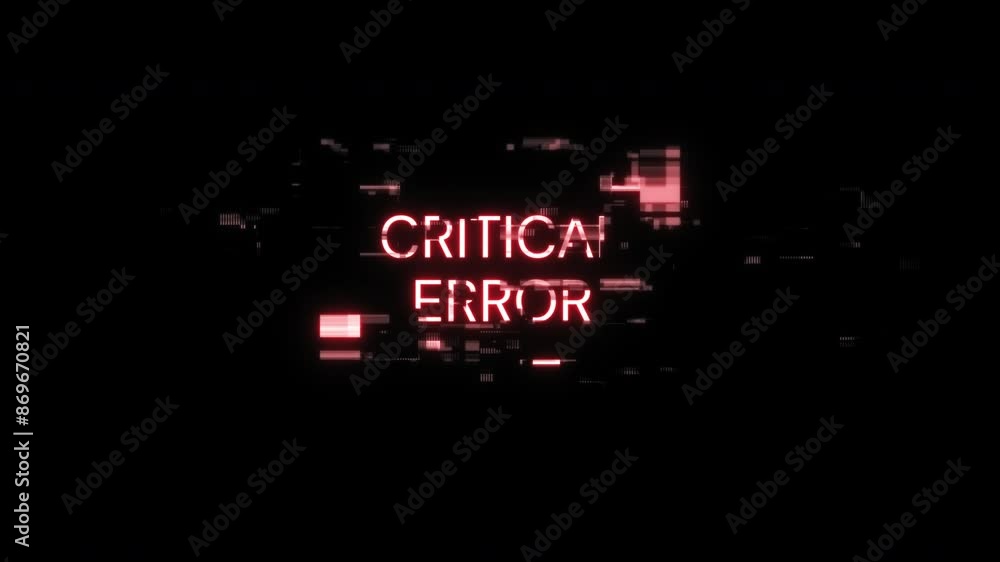 Aufkleber critical error text with screen effects of technological failures. spectacular screen glitch with va