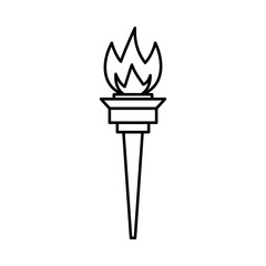 Torch flame icon linear logo mark in black and white