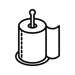 toilet tissue paper roll icon linear logo mark in black and white