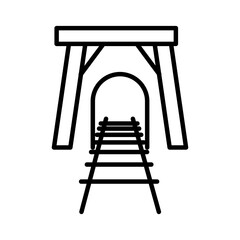 Tunnel mining industry icon linear logo mark in black and white