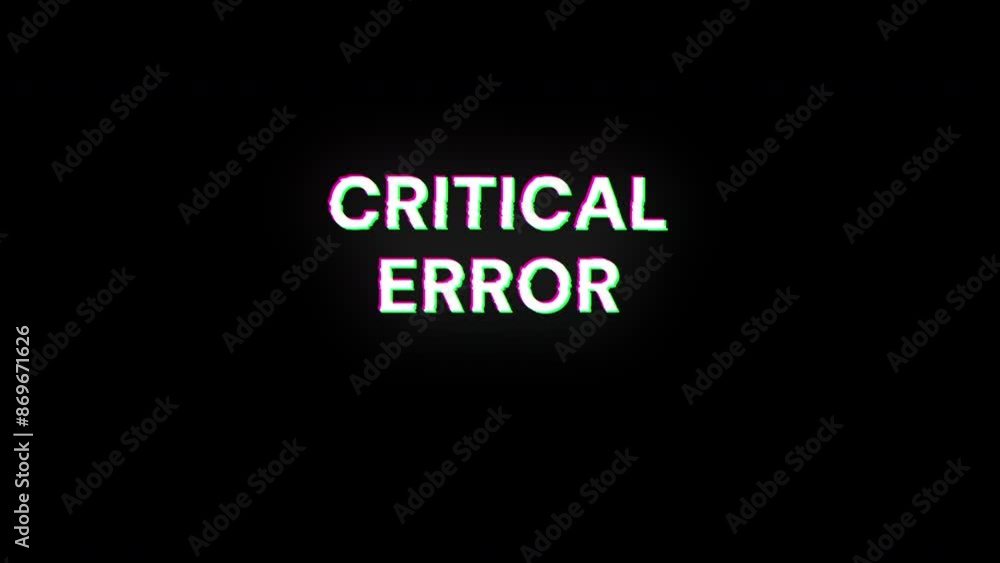 Aufkleber critical error text with screen effects of technological failures. spectacular screen glitch with va
