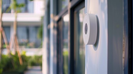 A detailed shot of a smart doorbells motion detection sensor highlighting its advanced technology for detecting movement.