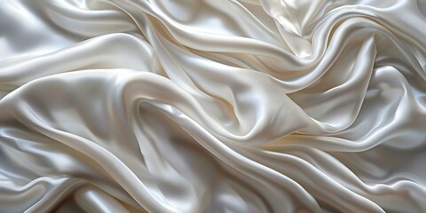 Obraz premium Luxurious White Silk Cloth Background for Elegant Weddings. Concept Wedding Photography, Elegant Backdrops, Luxury Settings, Silk Cloth Backgrounds