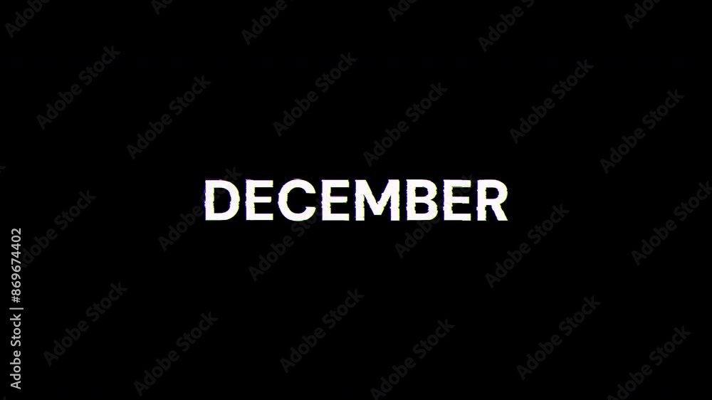 Poster december text with screen effects of technological failures. spectacular screen glitch with various 