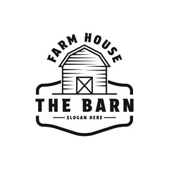 barn farm logo design vector concept vintage retro badge