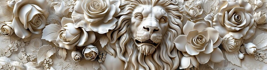 3d lion Wallpaper Background golden art for digital printing wallpaper, mural, custom design wallpaper. AI generated illustration