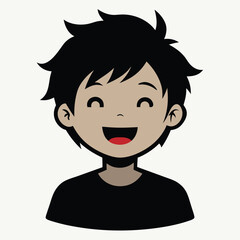 A Boy Happy Mode Emoji Style. Sad kids avatars. Cute children smiling, boy girl in rounds vector set. Illustration girl and boy avatar, happy kids, child happiness. Boy Face Vector illustration.