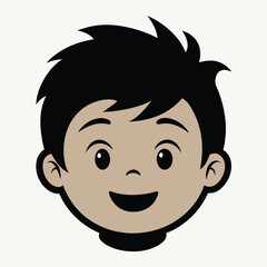 A Boy Happy Mode Emoji Style. Sad kids avatars. Cute children smiling, boy girl in rounds vector set. Illustration girl and boy avatar, happy kids, child happiness. Boy Face Vector illustration.
