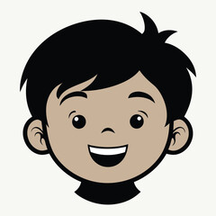 A Boy Happy Mode Emoji Style. Sad kids avatars. Cute children smiling, boy girl in rounds vector set. Illustration girl and boy avatar, happy kids, child happiness. Boy Face Vector illustration.