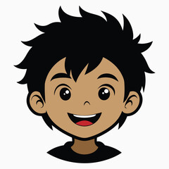 A Boy Happy Mode Emoji Style. Sad kids avatars. Cute children smiling, boy girl in rounds vector set. Illustration girl and boy avatar, happy kids, child happiness. Boy Face Vector illustration.