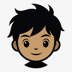 A Boy Happy Mode Emoji Style. Sad kids avatars. Cute children smiling, boy girl in rounds vector set. Illustration girl and boy avatar, happy kids, child happiness. Boy Face Vector illustration.