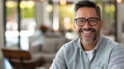 Obraz premium The smiling man with glasses