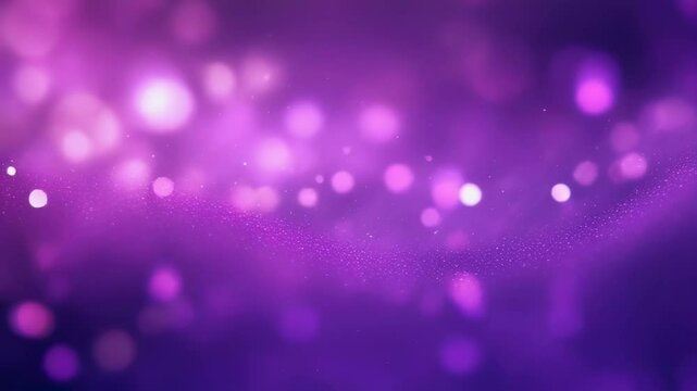 Sparkling purple background featuring glowing light particles in a bokeh effect. The image creates a dreamy, vibrant mood perfect for celebrations or digital design. No people or animals visible.