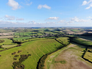 An aerial picture of rolling countryside in Dorset near Sherborne