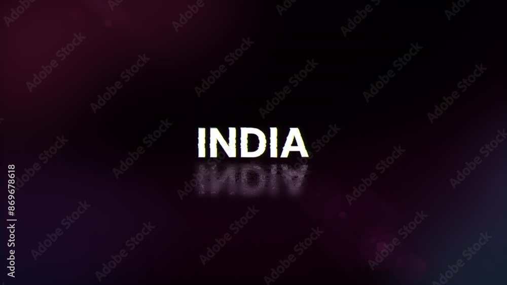 Poster india text with screen effects of technological failures. spectacular screen glitch with various kin
