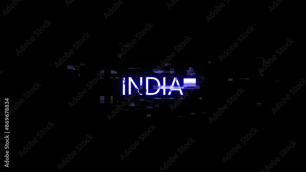 Aufkleber india text with screen effects of technological failures. spectacular screen glitch with various kin