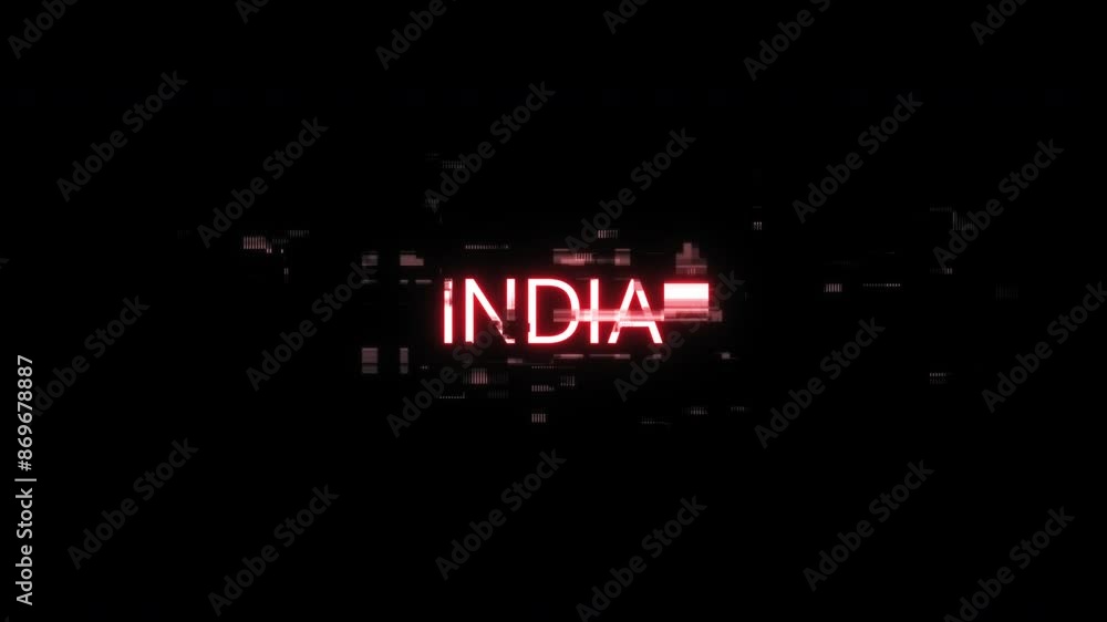 Aufkleber india text with screen effects of technological failures. spectacular screen glitch with various kin