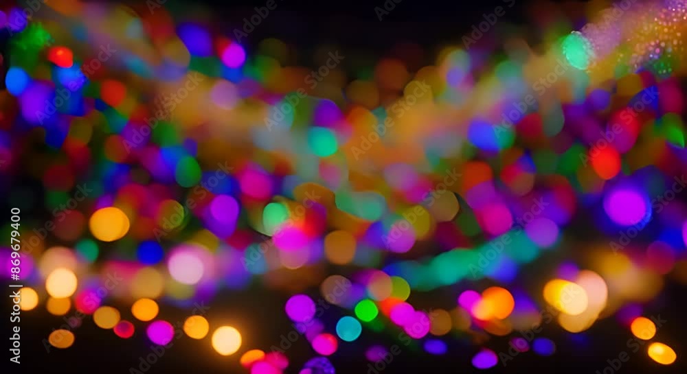 Poster vibrant, multicolored bokeh lights in motion for captivating and dynamic visual effects. perfect for