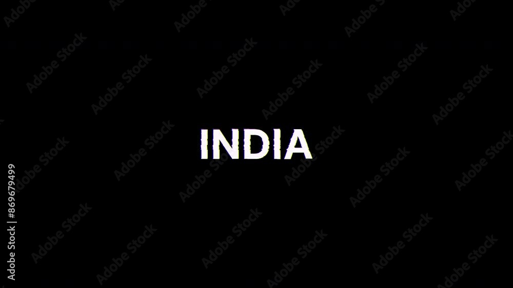 Poster india text with screen effects of technological failures. spectacular screen glitch with various kin
