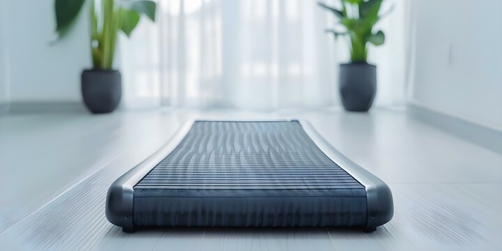 Futuristic home fitness with a modern indoor walking pad and advanced technology. Concept Home Fitness, Indoor Walking Pad, Futuristic Technology, Modern Equipment