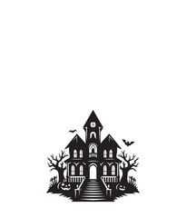 Haunted House  Silhouette vector Illustration