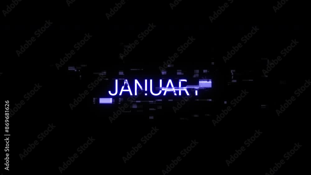 Aufkleber january text with screen effects of technological failures. spectacular screen glitch with various k