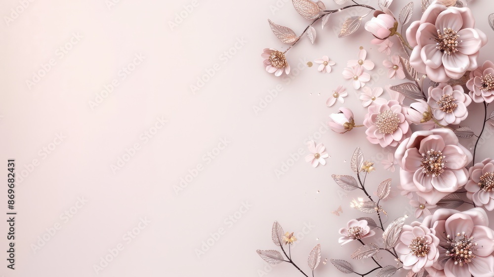 Poster a pink flower arrangement with a white background. the flowers are arranged in a way that they look 
