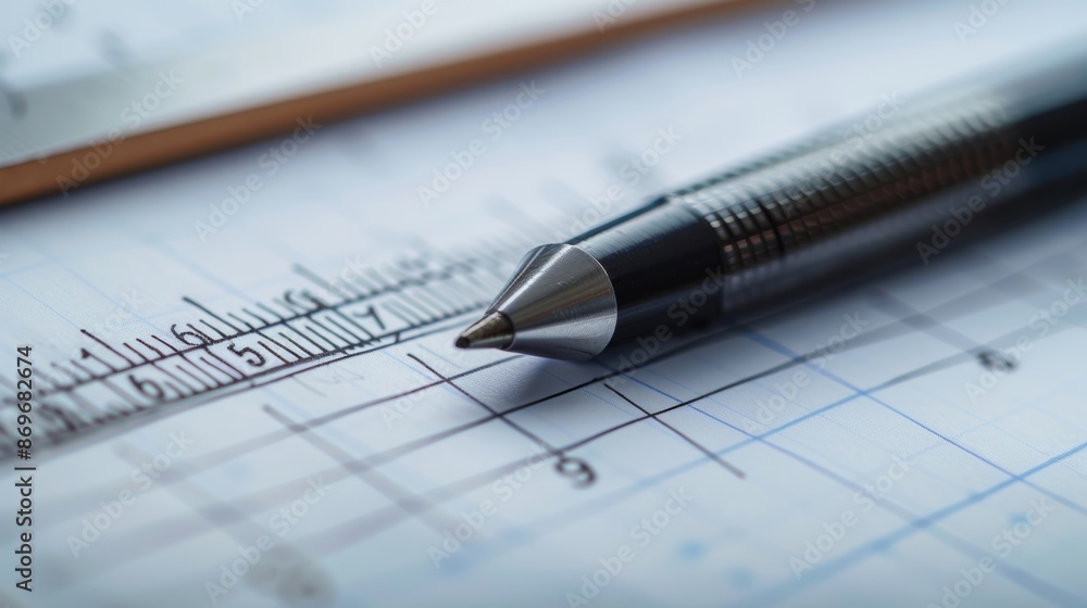 Poster a detailed shot of a virtual ruler feature on a digital notebook allowing for precise measurements a