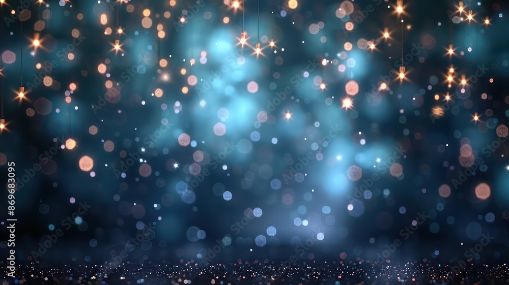 Aufkleber a blue background with a lot of stars and a few other lights. the stars are scattered all over the b