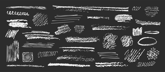 Grunge charcoal Brush Strokes Collection on Dark Background