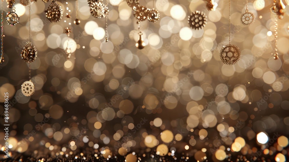 Poster a gold and silver christmas tree with many ornaments hanging from it. the ornaments are all differen
