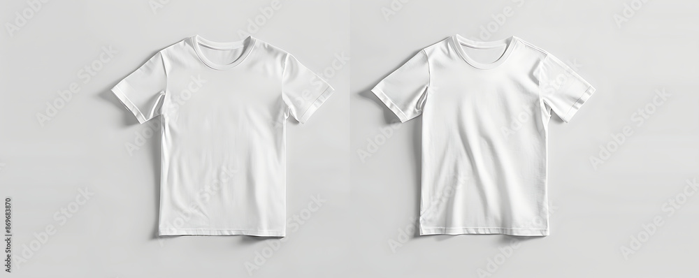 Sticker Empty Back and front white blank t-shirt background mockup.