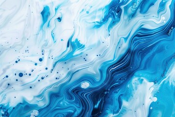 Ethereal blue swirls and bubbles float on a white, textured surface, evoking the calming beauty of epoxy resin art.