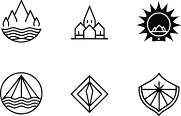 set off minimal logo and icon illustration black and white