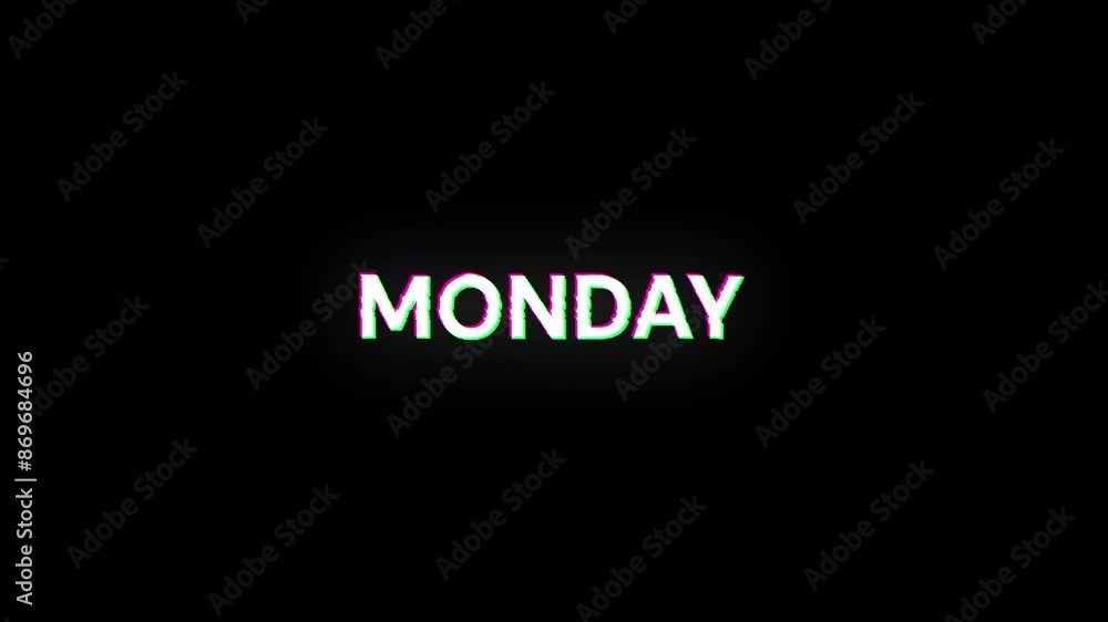 Aufkleber monday text with screen effects of technological failures. spectacular screen glitch with various ki