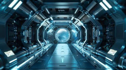 Obraz premium spaceship interior realistic sci-fi scene