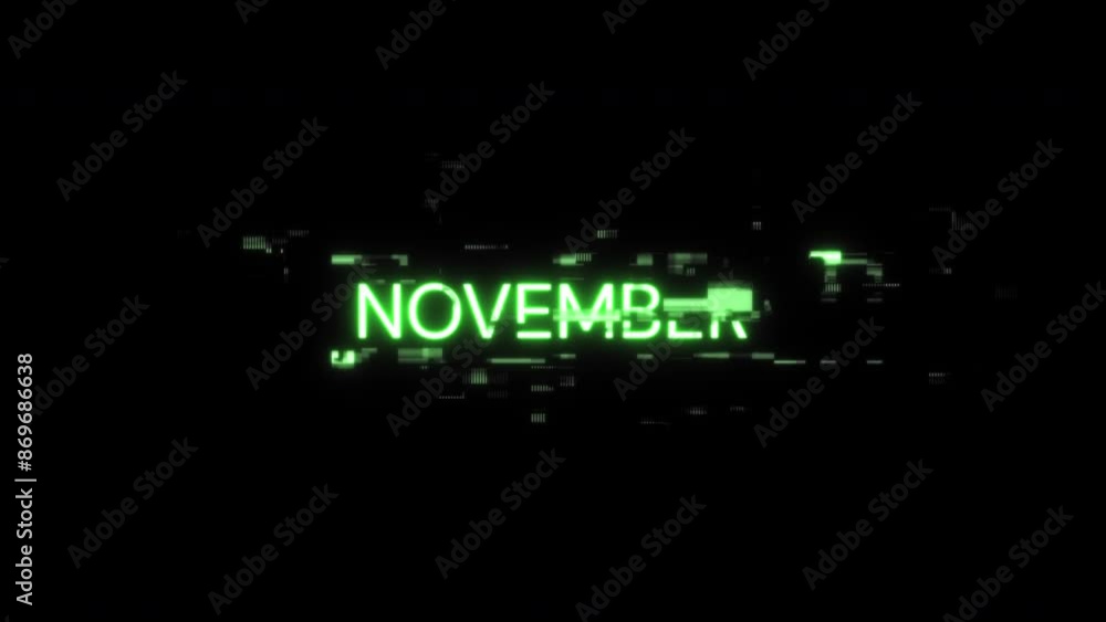 Aufkleber november text with screen effects of technological failures. spectacular screen glitch with various 