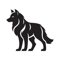 Black silhouette of wild wolf on a white background vector illustration