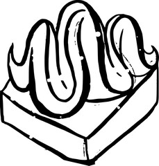 Drawing of pastry products, desserts. Food menu design template. Hand drawn sketch vector illustration.
