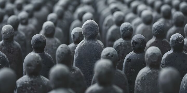 The Depersonalization and Anonymity of Gray Figures in Uniformity. Concept Identity, Depersonalization, Identity Loss, Uniformity, Gray Figures