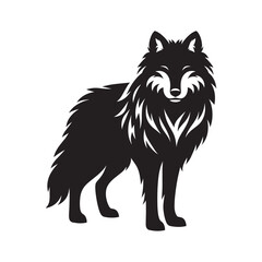 Black silhouette of wild wolf on a white background vector illustration