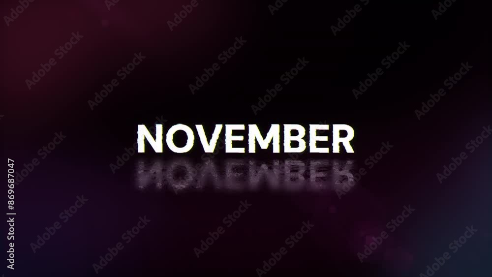 Poster november text with screen effects of technological failures. spectacular screen glitch with various 