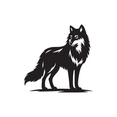 Black silhouette of wild wolf on a white background vector illustration